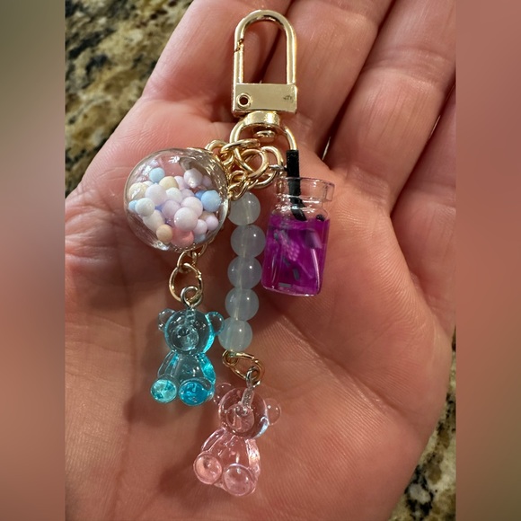 Colorful Charm Keychain with Bear and Bottle - Picture 2 of 5